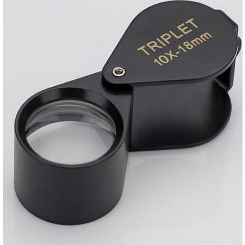 10X 18mm Metal Pocket Jadeite Filter Super Triplet Lens Magnifier Jewelry Gem Identifying Type Inspecting Magnifying Glass Loupe