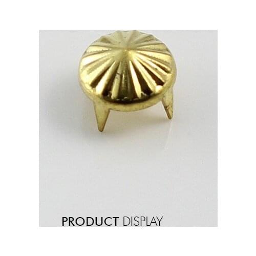 Steampumk Craft Metal Gold Tone 4 Studs Prong Cone Spike Spot Tack Nailhead Rivets 9mm for Cloth Shoes Bag Sewing 1000piece/K217