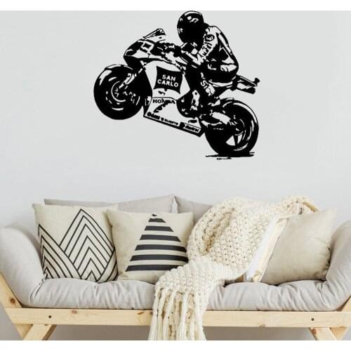 Motorcycle Wall Decal Racing Driver Wall Sticker For Boys Bedroom Garage Play Room Room Decor Vinyl Revocable DW7748