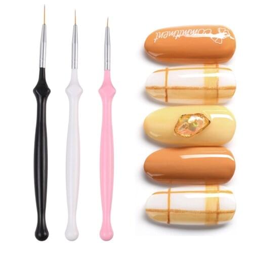 Set of 3 Sizes Nail Art Sketch Fine Line Pens 7mm 9mm 11mm Brush Gourd Shape Handle Manicure Nail Art Tool For Painting UV Gel