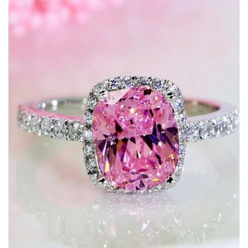 Choucong Wieck Engagement Band 3ct Pink AAA CZ simulated stones 925 Sterling silver Women Wedding gold Ring Size 5-11 Gift