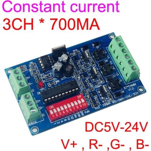 COMMON ANODE 3CH 350mA Decoder DMX512 RGB 3 Channel Decoder DMX RGB Controller Output V+ R- G- B- 12-36V