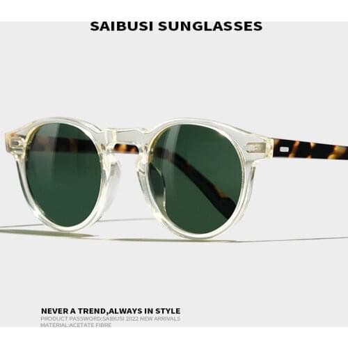 Retro Polarized sunglasses men women vintage classic round acetate Anti VU400 eyeglasses outdoor driving sun glasses