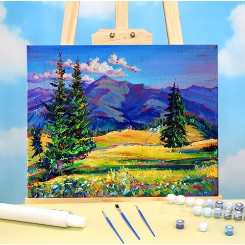 Landscape Summer Coloring By Numbers Painting Set Acrylic Paints 40*50 Canvas Pictures New Design For Handicraft