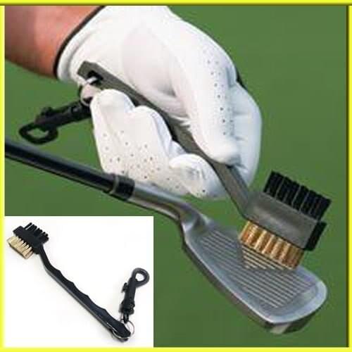 Portable Plastic 2 Sided Golf Brush Club Cleaning Tools with Snap Clip 18cm Length Cleaner