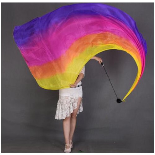 Professional 1 Piece 2.5mx1.14m (98"x45") Multi-Color Dance Silk Veil Poi Throw Balls Veil Streamer Dancing Props Wholesale