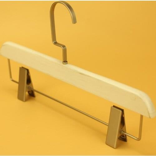 Retro White Wood Clothes Hanger Wooden Slip-Resistant Laundry Pants Trousers Skirt Clip Hangers Rack LX4787