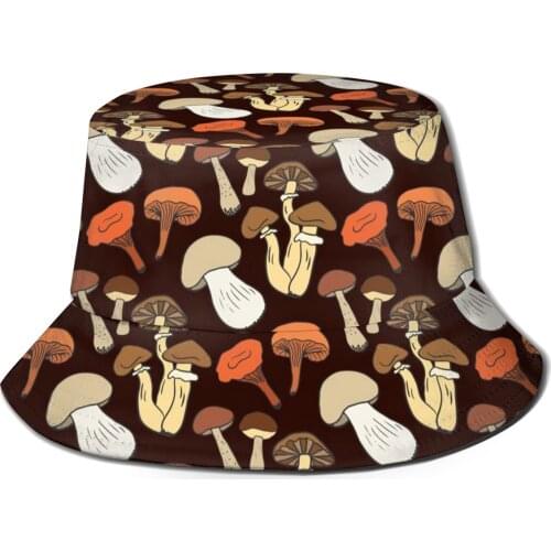 NOISYDESIGNS Mushrooms Printing Hat Women Bucket Cap Design Flat Visor Harajuku Fisherman Hats Dropshipping