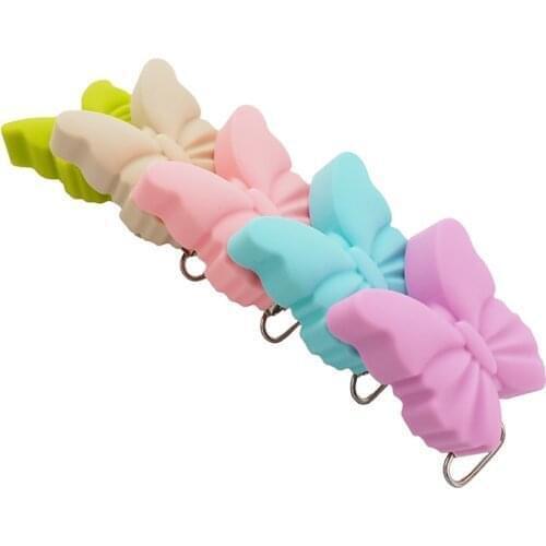 Chenkai 10PCS Silicone Butterfly Clips Baby Cute Animal Teether Dummy Pacifier BPA Free Soother Nursing Jewelry Toy Accessory