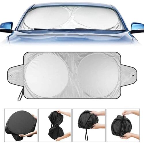 Folding Car Sun Shade Block Cover Front Window Windshield Windscreen Sun Visor w/ 2Ears Universal 1.6*0.86m