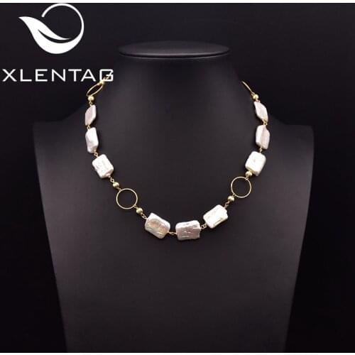 Xlentag Geometric Irregular Square Baroque Necklace 18k Gold Plated Women Birthday Party Gift Luxury Exquisite Jewelry GN0294A