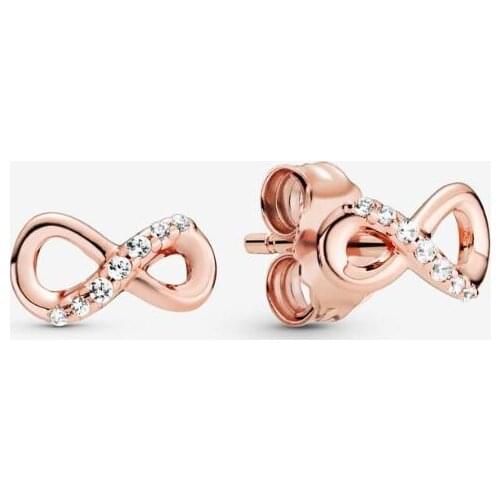 High Quality 100% 925 Sterling Silver Rose Gold Pan Earrings Suitable Diy Women Original Fashion Jewelry