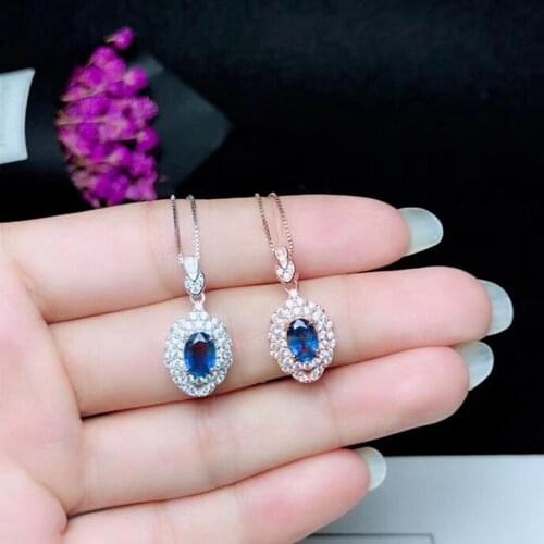 Natural blue sapphire gemstone necklace for women silver jewelry genuine natural gem fine jewelry birthday party gift free ship