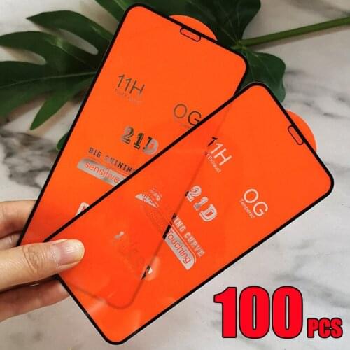 100pcs 21D Full Glue Tempered Glass Screen Protector Film For TECNO Camon 17 16 Premier Spark 7 Pro 6 GO Pova POP 5 4 3 Smart HD