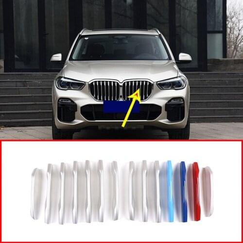 14pcs ABS Exterior Car Front Grill Strip Trim For BMW X5 G05 2019 Year Accessories