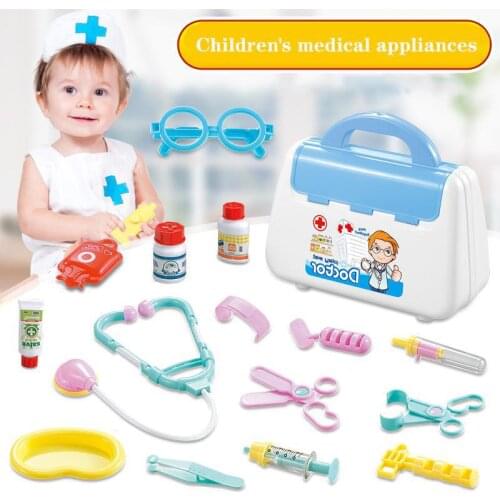 15pcs Children Play House Portable Medical Box Doctor Toy Set Puzzle Stethoscope Injection Tool Gifts For Childrens