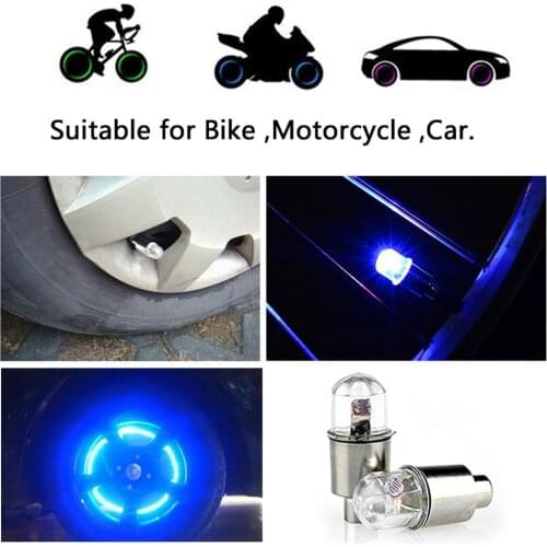 2PCS Multicolor LED Tyre Tire Valve Caps Bike Car Motorcycle Neon Light