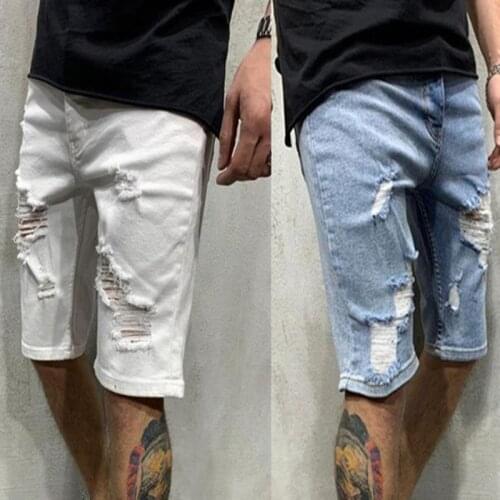 2021 Summer New Fashion Casual Slim Fit Mens Stretch Short Jeans High Quality Elastic Denim Mid Waist Shorts