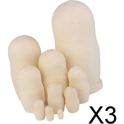 3x10Pcs Blank DIY Painting Russian Nesting Dolls