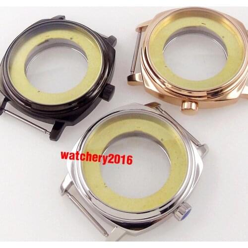 42mm Square Polished Watch Case Fit For NH35 NH36 Miyota 8215 821A ETA 2836 Mingzhu 2813 Movement Silver/Black/Rose Gold Plated