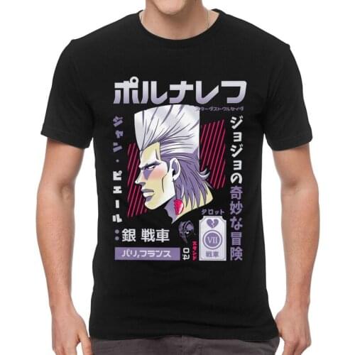Jojos Bizarre Adventure T-shirt Men Streetwear T Shirt Short Sleeve 100% Cotton Jean Polnareff Tshirt Urban Tees Tops