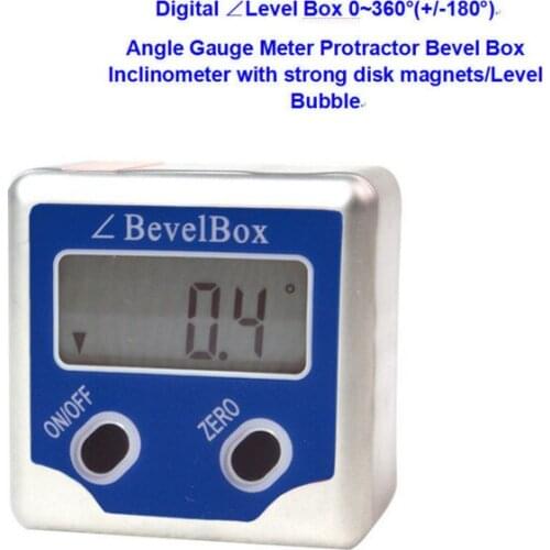 Free shipping Digital Mini 0~360 Degree Bevel Box Angle Gauge Meter Protractor JY-180ABB(TWO KEYS,C)