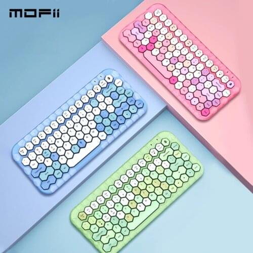 Wireless Bluetooth Keyboard Hexagon Keycap Mixed Colors Keyboards For Macbook PC Laptop iPad Tablet Computer Andorid Phone