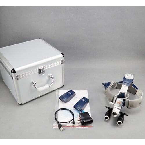 Binocular Magnifier 4.0/5.0/6.0X Dental Surgical Loupes+5W LED Medical Headlight Headlamp Illuminator 2 Battery