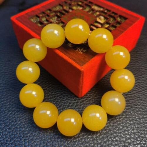 Hotan Jade Bracelet Gold Wire Jade Gobi Jade Bracelet Mens and Womens Large Beads Classic Buddha Bead Bracelet 18mm