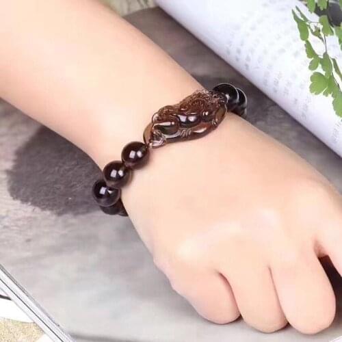 JoursNeige Ice Natural Obsidian Stone Bracelets Beads with Piu Xiu Bracelets Lucky for Men Women Crystal Bracelet Jewelry