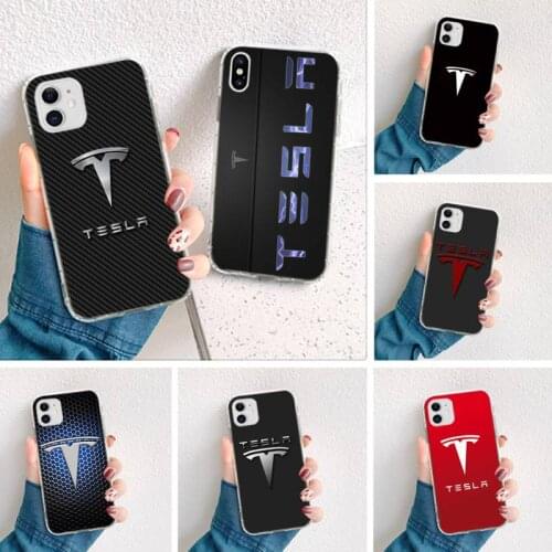 YJZFDYRM Super Electric Car Tesla Logo Soft Phone Case Capa for iPhone 11 pro XS MAX 8 7 6 6S Plus X 5S SE 2020 XR cover