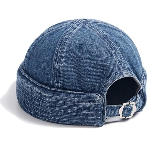 Clape Denim Cowboy Men Hats Women Docker Cap Beanie Sailor Worker Hat Rolled Cuff Retro Brimless Hip Hop Cap for Male Female