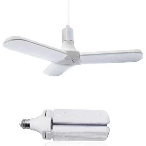 E27 Screw Bulb Foldable Fan Blade Bulbs 45W 60W Super Bright Angle Adjustable LED Pendant Lights 6500K for Home Garage