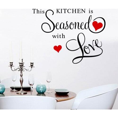 This Kitchen Seasonedwith love" Wall Quote Removable Home kitchen Sticker Decor adesivo de parede HG-WS-1789