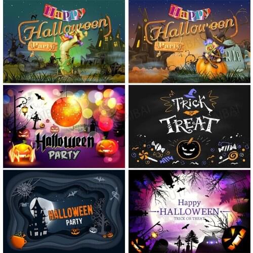 Halloween Backdrop Photography Witch Tombstone Castle Pumpkin Lantern Moon Bat Baby Birthday Patry Background for Photo Studio