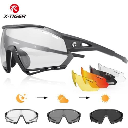 X-TIGER Photochromic Bike Glasses New EXS 5 Lens Cycling Eyewear UV400 Sports Sunglasses Men Women Anti Glare Cycling Glasses