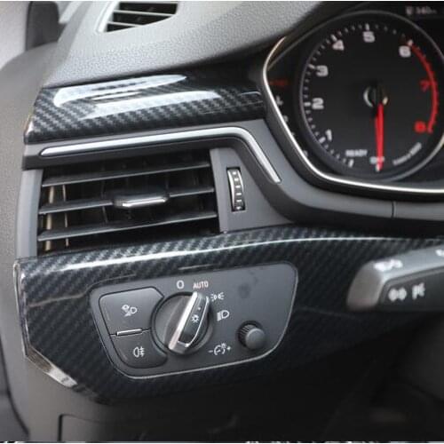Carbon Fibre Imitation Wood Instrument Door Handle Gear Window Switch Decorated Frame For Audi A4L 2017 18 19 CAA218