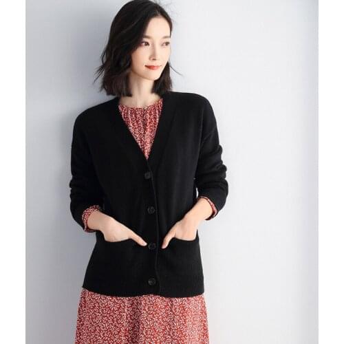 Knitted Cardigan Sweater 2019 New Women V Neck Long Sleeve Solid Thick Sweaters Fashion Cardigan For Female outwear Women Tops