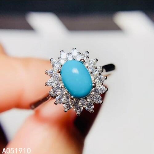 KJJEAXCMY boutique jewelry 925 sterling silver inlaid Natural Turquoise gemstone female ring support detection classic