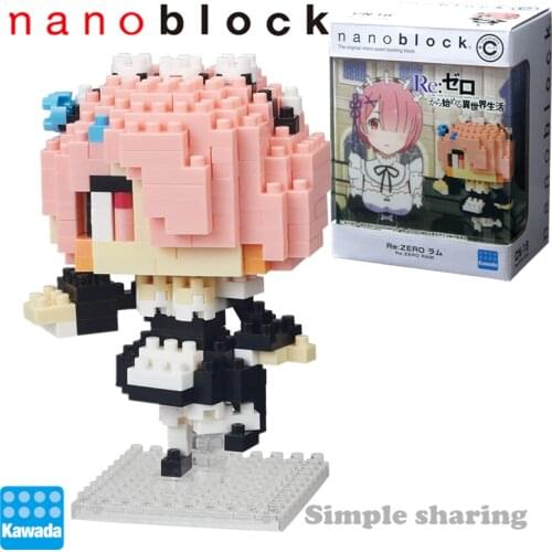 Kawada Nanoblock CN-17 Charanano Re:ZERO Ram 270 Pcs Diamond Micro-Sized Building Blocks Creative Mini Bricks Toy For Children
