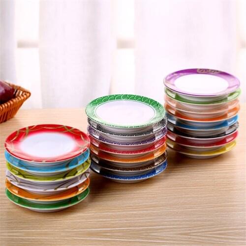 Small round Plastic Japan Food Sushi Melamine Dish Rotary Sushi Plate Round Colorful Conveyor Belt Sushi Serving dinner plates