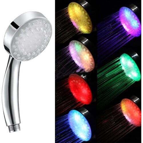 7 Color 4 LED Rainfall Shower Head Changing Handheld Showerhead Luminous Light-up Showerhead Waterfall Shower Single Bathroom