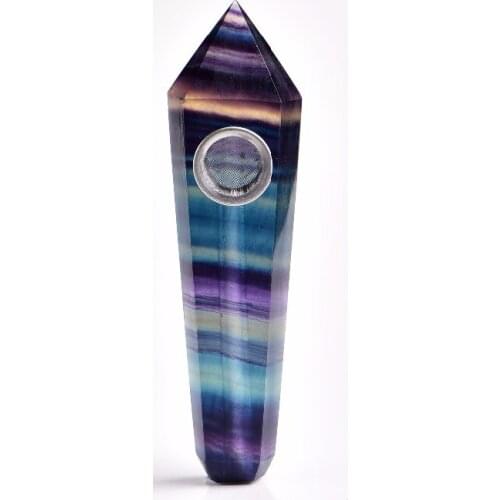 Natural Quartz Smoking Pipe Crystal Point Wand Healing Crystal gemstone With Metal Filter wholesale price