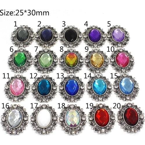 New 10pc 25*30mm Oval DIY Alloy Many Color Button Silver Plating Brooch Sewing Accessories Acrylic Wedding Decoration Fittings