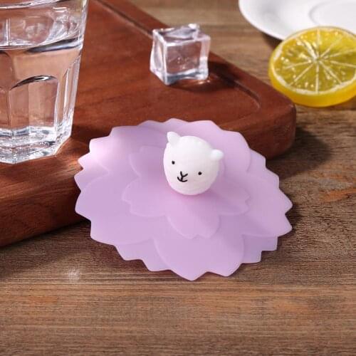 New Silicone Cup Covers Tea Cup Cute Cartoon Animal Suction Reusable Anti-dust Heat Resistant Sealed Cups Lid Caps