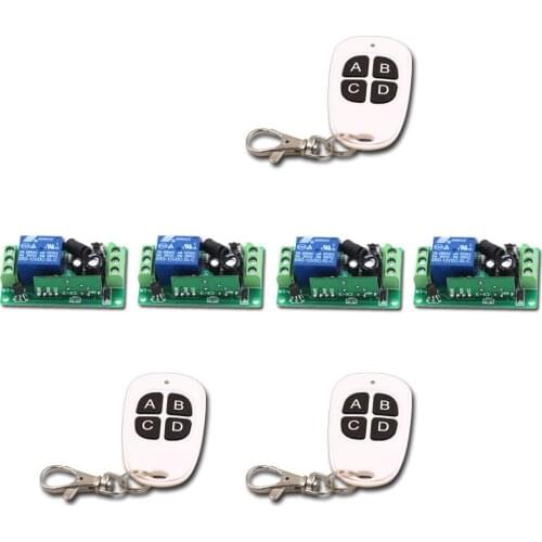 New 1CHRF Wireless Remote Control Switch System 3pcsTransmitter & 4pcs Receiver Relay Receiver with 4Buttons