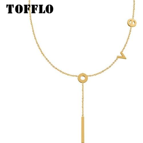 TOFFLO English Letters Love Titanium Steel Letter Clavicle Necklace For Women Stainless Steel Jewelry Necklace Gift BSP025
