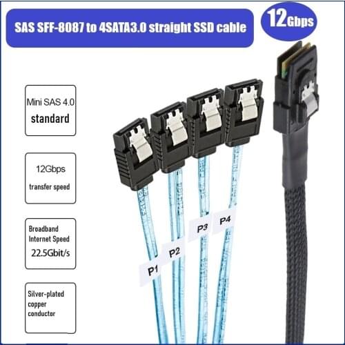 Instocknow!Mini SAS To SATA Adapter Converter Mini SAS SFF-8087 to 4SATA SAS 36P to 4SATA 3.0 Solid State Drive Data Cable