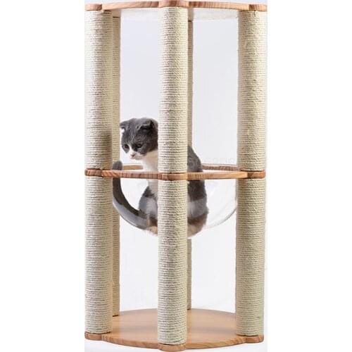 Cat climbing frame solid wood sisal column homemade cat litter tree frame Multi-layer jumping table pet supplies