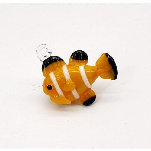 Custom Aquarium decor accessories Handmade glass figurine ornament japan style murano art Clown fish mini Cartoon animal pendant